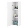 Venice Fluted Wall Hung Tall Storage Cabinet - Satin White with Chrome Handle