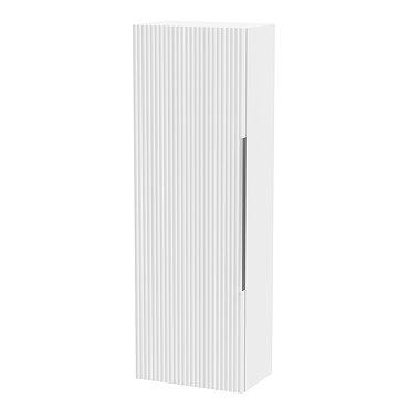 Venice Fluted Wall Hung Tall Storage Cabinet - White  Profile Large Image