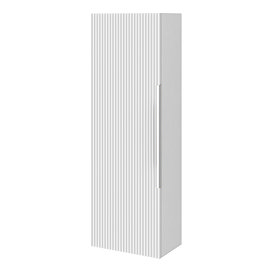 Venice Fluted Wall Hung Tall Storage Cabinet - Satin White with Chrome Handle