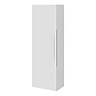Venice Fluted Wall Hung Tall Storage Cabinet - Satin White with Chrome Handle