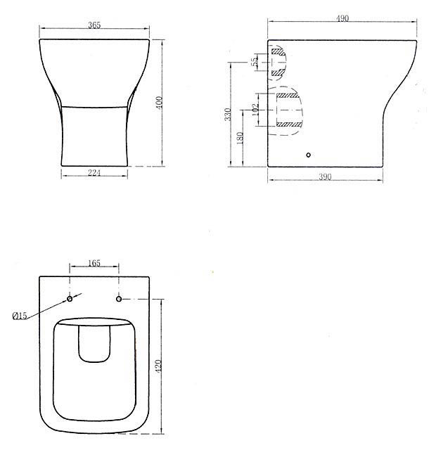 Venice Fluted White Complete Toilet Unit with Pan, Cistern + Matt Black Flush