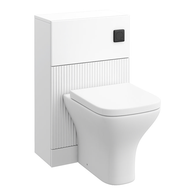 Venice Fluted White Complete Toilet Unit with Pan, Cistern + Matt Black Flush