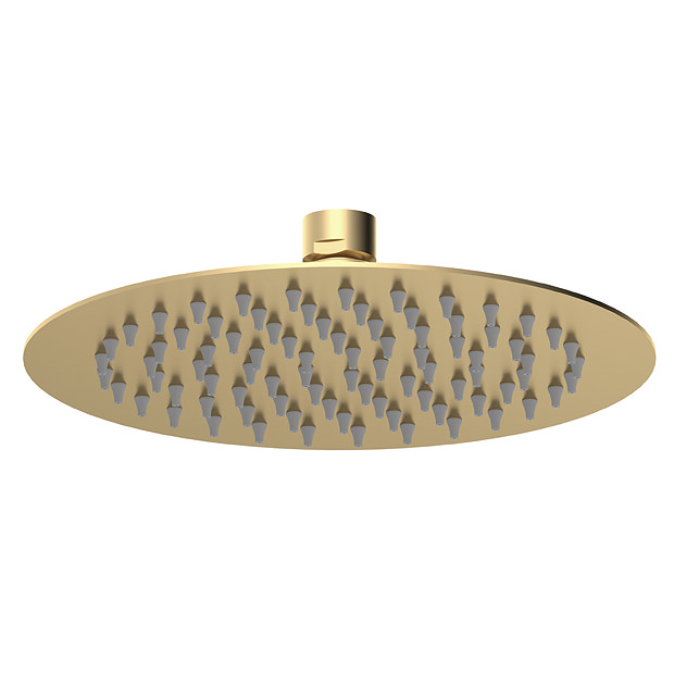 Venice Giro 200mm Round Fixed Shower Head - Brushed Brass Large Image