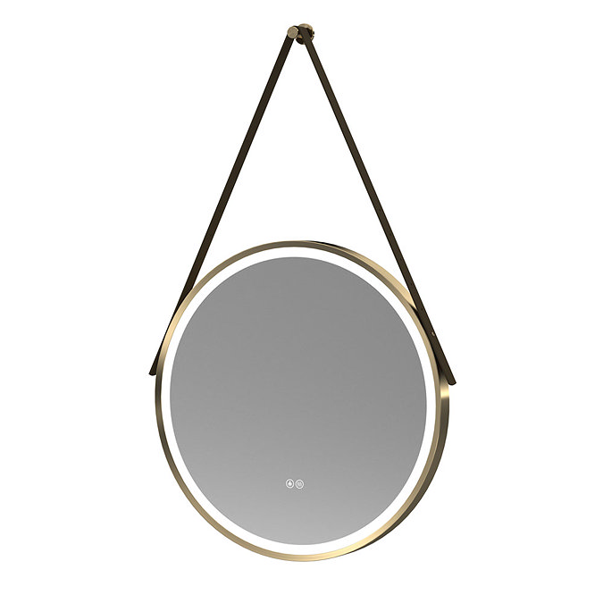 Arezzo Brushed Brass 600mm Round LED Illuminated Anti-Fog Bathroom Mirror  Profile Large Image