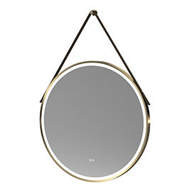  Arezzo Brushed Brass 800mm Round LED Illuminated Anti-Fog Bathroom Mirror Medium Image