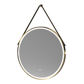 Arezzo Brushed Brass 800mm Round LED Illuminated Anti-Fog Bathroom Mirror Large Image