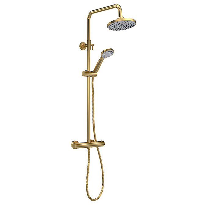 Venice Giro Brushed Brass Modern Thermostatic Shower  Profile Large Image