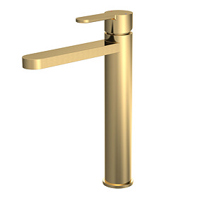 Venice Giro Brushed Brass Round High Rise Mono Basin Mixer Large Image