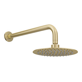 Venice Giro Brushed Brass Shower Head with Wall Mounted Arm - 200mm Medium Image
