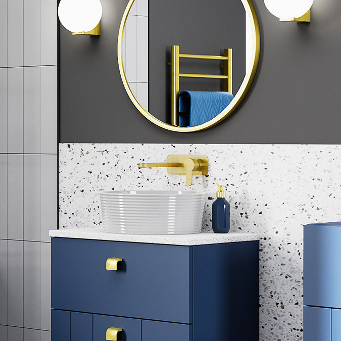 Venice Giro Brushed Brass Wall Mounted Basin Mixer Profile Large Image