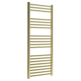 Venice Giro Heated Towel Rail - Brushed Brass (1188 x 500mm) Large Image