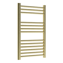 Venice Giro Heated Towel Rail - Brushed Brass (800 x 500mm) Large Image