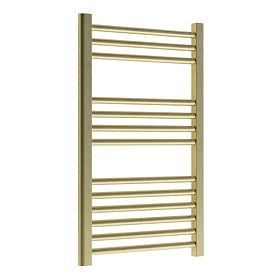 Venice Giro Heated Towel Rail - Brushed Brass (800 x 500mm) Large Image