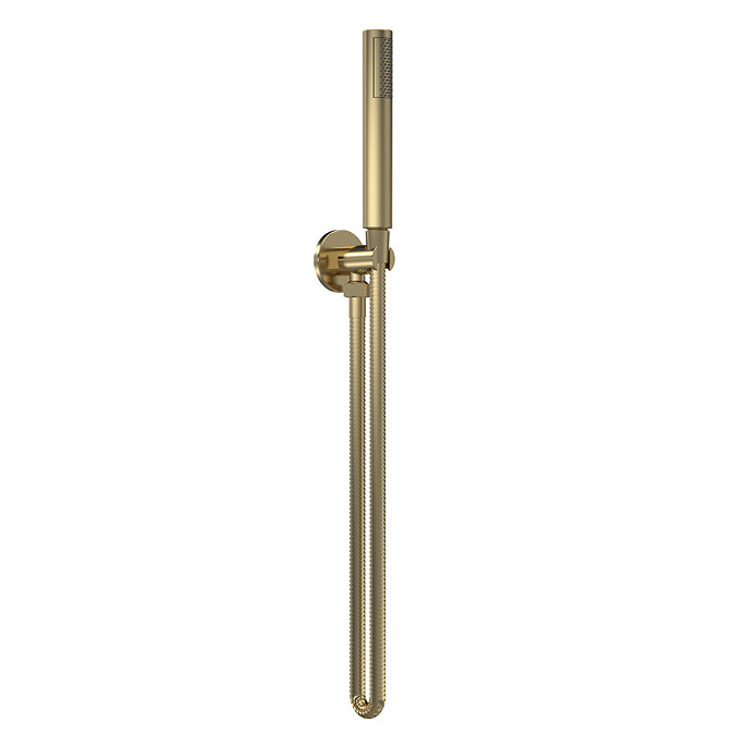 Venice Giro Outlet Elbow w. Parking Bracket & Shower Handset - Brushed Brass  Profile Large Image