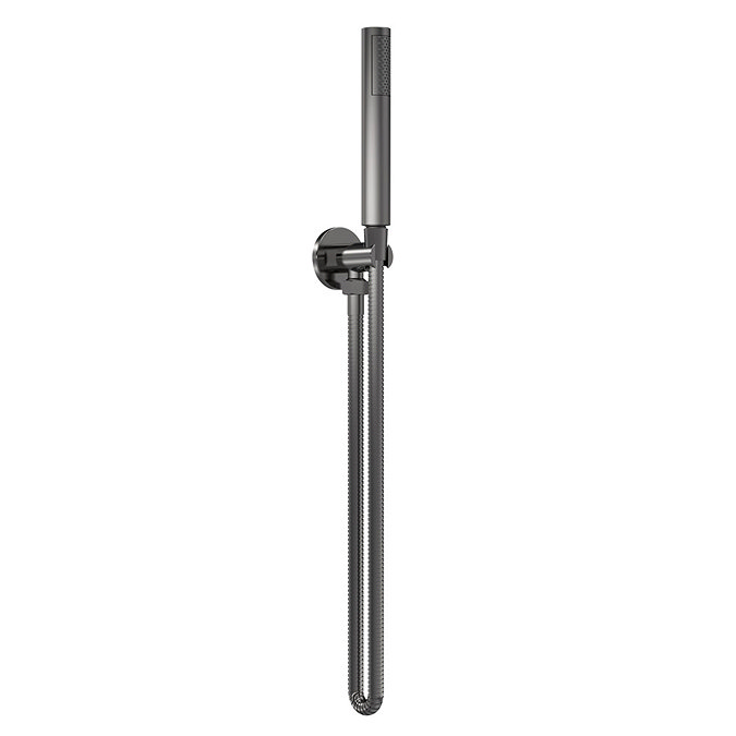 Venice Giro Round Outlet Elbow with Parking Bracket & Shower Handset - Brushed Gun Metal  Large Imag