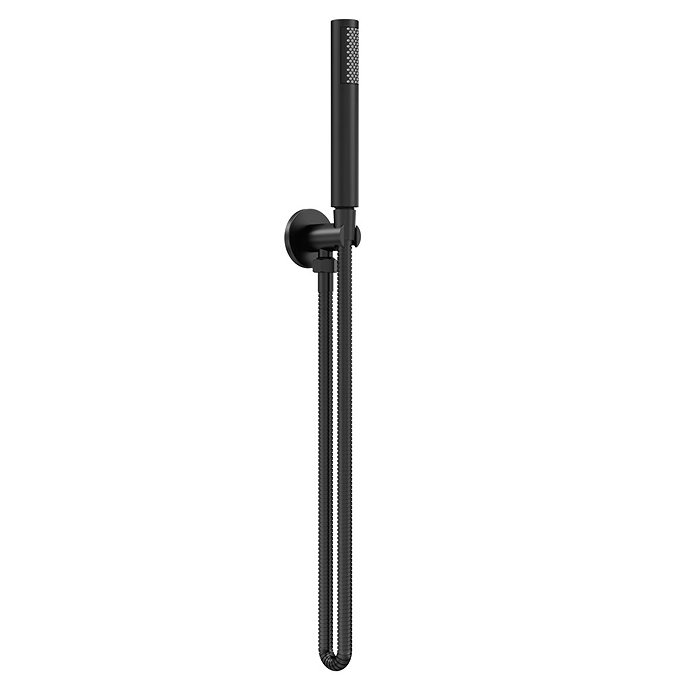 Venice Giro Round Outlet Elbow with Parking Bracket & Shower Handset - Matt Black Large Image