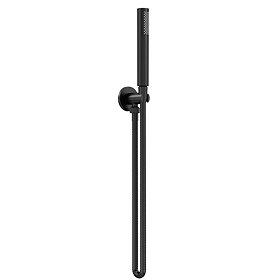 Venice Giro Round Outlet Elbow with Parking Bracket & Shower Handset - Matt Black Large Image