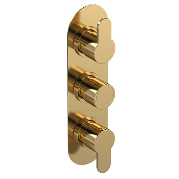 Venice Giro Triple Thermostatic Shower Valve - Brushed Brass  Profile Large Image