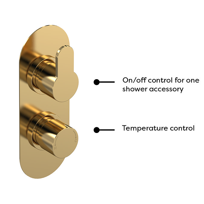Venice Giro Twin Thermostatic Shower Valve - Brushed Brass  Profile Large Image