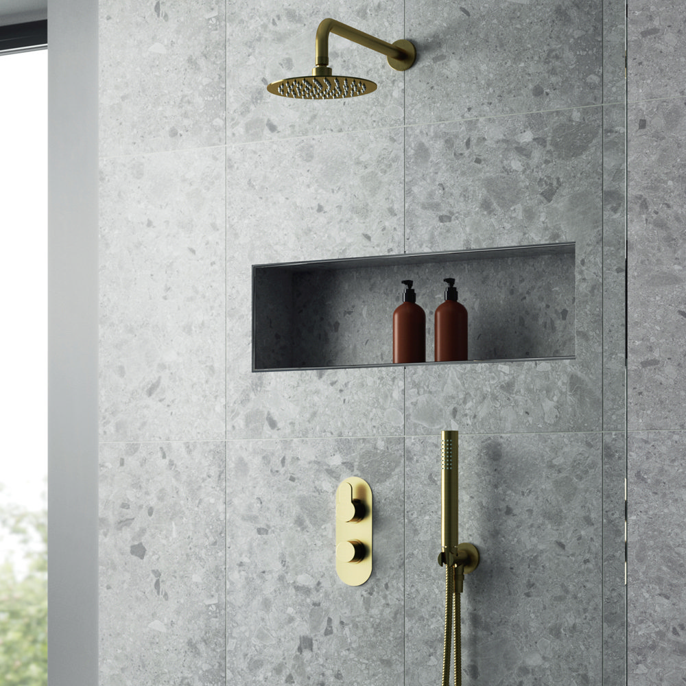 Venice Giro Twin Thermostatic Shower Valve With Diverter Brushed