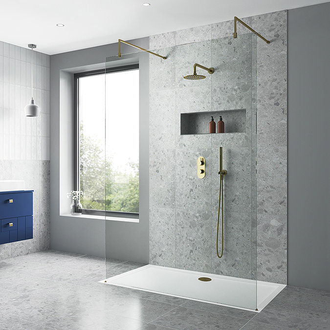Venice Giro Twin Thermostatic Shower Valve with Diverter - Brushed Brass  Standard Large Image