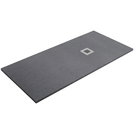 Venice Graphite Slate Effect Rectangular Shower Tray 1700 x 700mm with Chrome Waste