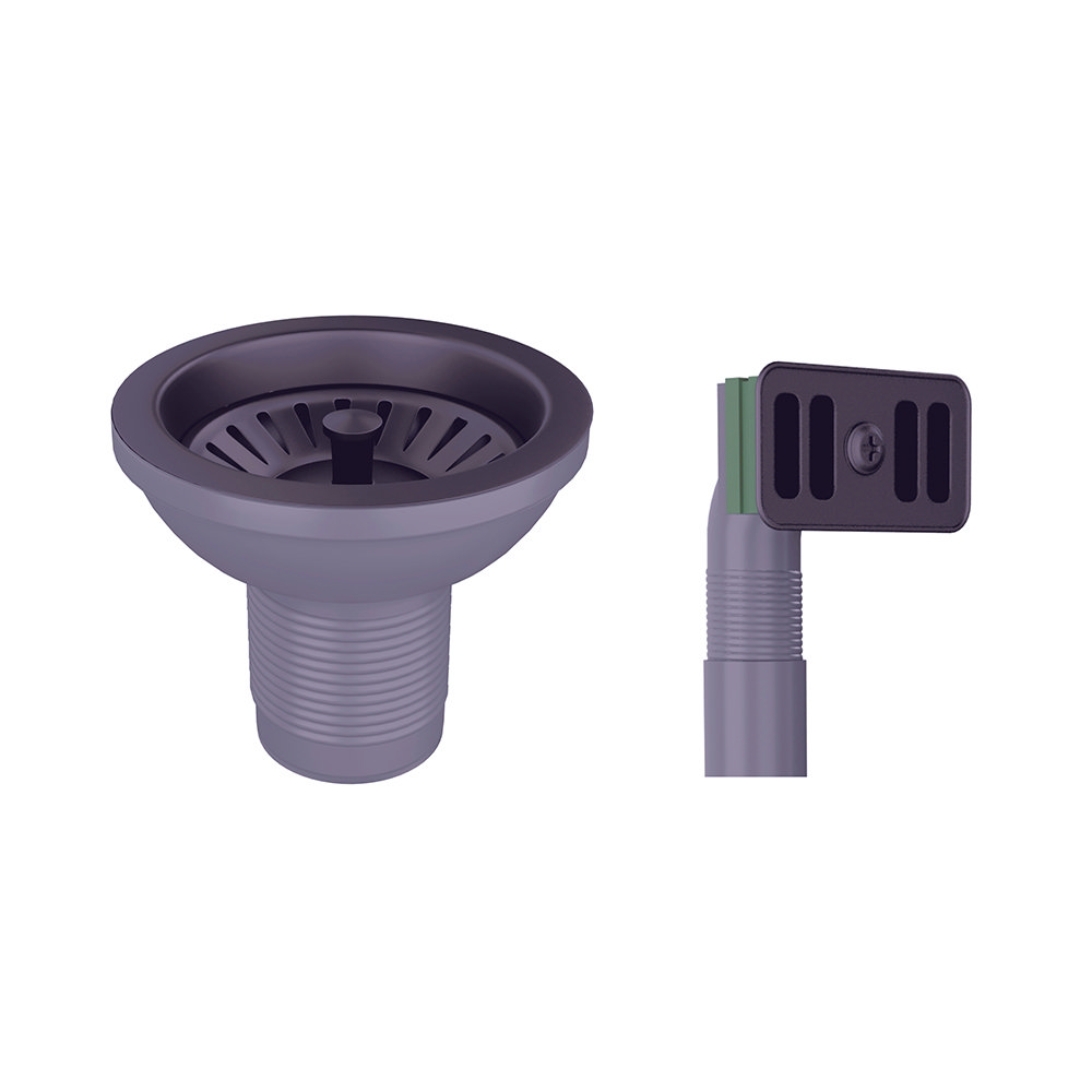 Venice Gun Metal Basket Strainer Kitchen Sink Waste with Rectangular