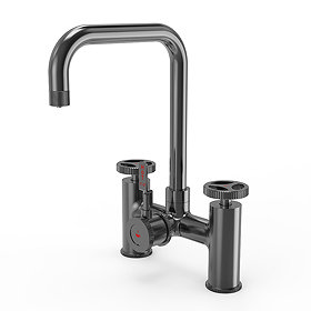 Venice Industrial Bridge Gun Metal 3-in-1 Instant Boiling Water Kitchen Tap with Boiler & Filter Lar