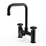 Venice Industrial Bridge Matt Black 3-in-1 Instant Boiling Water Kitchen Tap with Boiler & Filter La