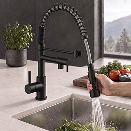 Venice Kitchen Mixer Tap with Swivel Spout & Directional Spray - Matt Black