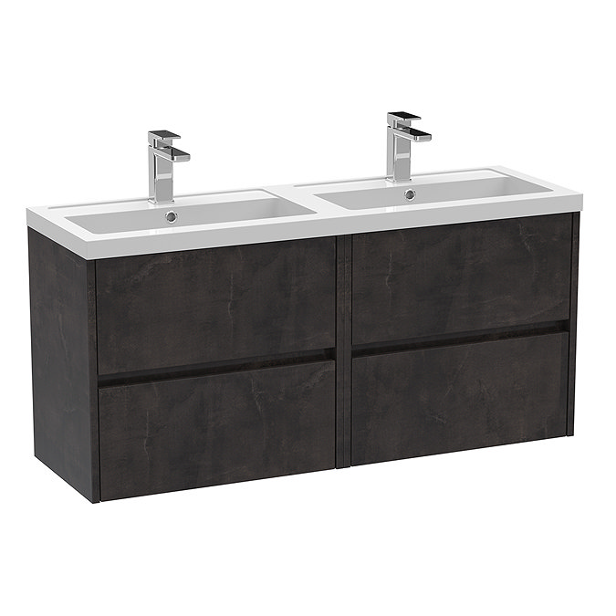 Venice Linea 1200mm Metallic Slate Wall Hung Double Basin Vanity Unit