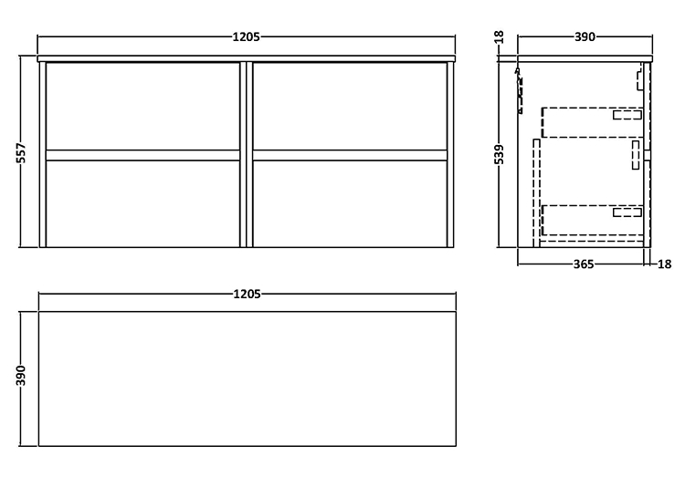 Venice Linea 1200mm Metallic Slate Wall Hung Double Countertop Vanity Unit