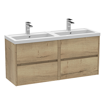 Venice Linea 1200mm Rustic Oak Wall Hung Double Basin Vanity Unit