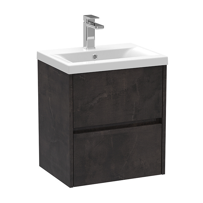 Venice Linea 500mm Metallic Slate Wall Hung 2-Drawer Vanity Unit