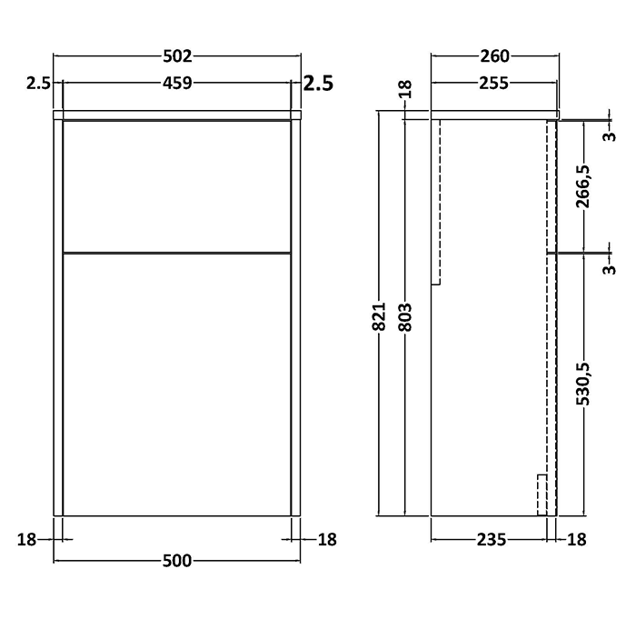 Venice Linea 500mm Metallic Slate WC Unit Only (Depth 255mm)