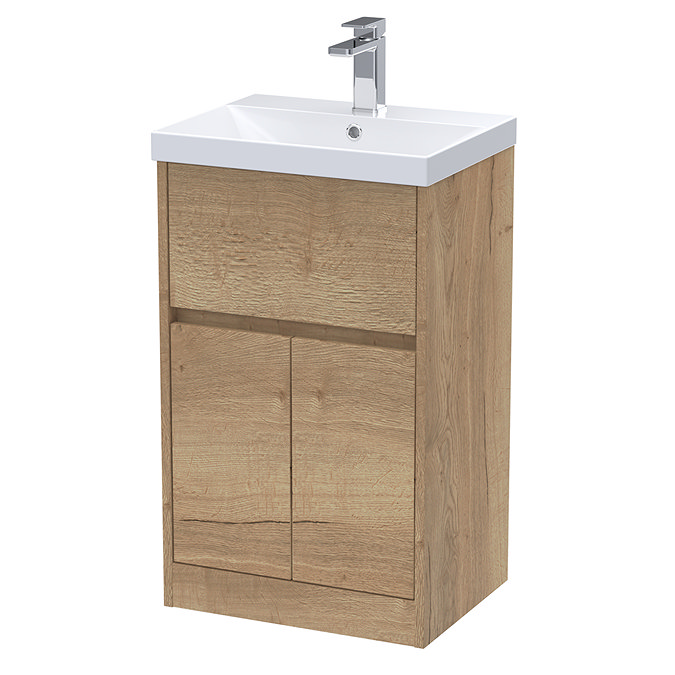 Venice Linea 500mm Rustic Oak Vanity Unit - Floor Standing with Drawer and 2-Doors