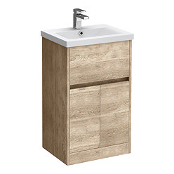 Venice Linea 500mm Rustic Oak Vanity Unit - Floor Standing with Drawer and 2-Doors