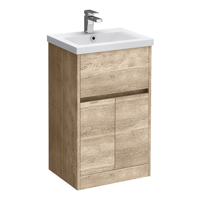 Venice Linea 500mm Rustic Oak Vanity Unit - Floor Standing with Drawer and 2-Doors