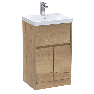 Venice Linea 500mm Rustic Oak Vanity Unit - Floor Standing with Drawer and 2-Doors