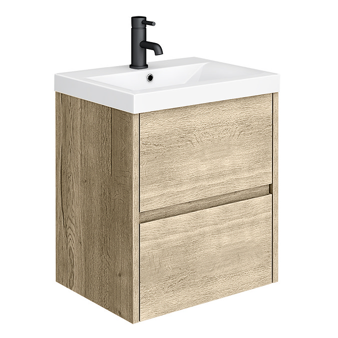 Venice Linea 500mm Rustic Oak Wall Hung 2-Drawer Vanity Unit