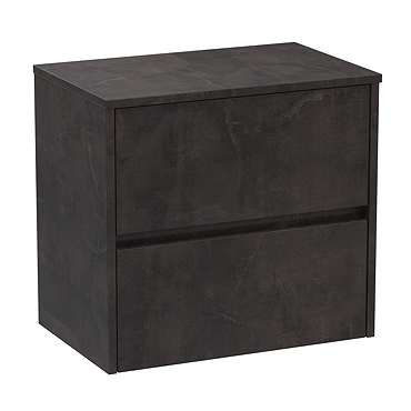 Venice Linea 600mm Metallic Slate Vanity - Wall Hung 2 Drawer Unit with Worktop