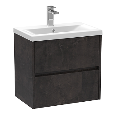 Venice Linea 600mm Metallic Slate Wall Hung 2-Drawer Vanity Unit