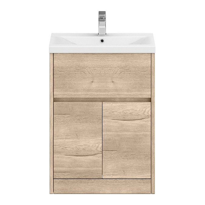 Venice Linea 600mm Rustic Oak Vanity Unit - Floor Standing with Drawer and 2-Doors