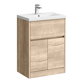 Venice Linea 600mm Rustic Oak Vanity Unit - Floor Standing with Drawer and 2-Doors