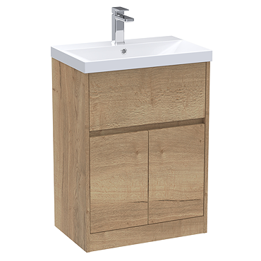 Venice Linea 600mm Rustic Oak Vanity Unit - Floor Standing with Drawer and 2-Doors