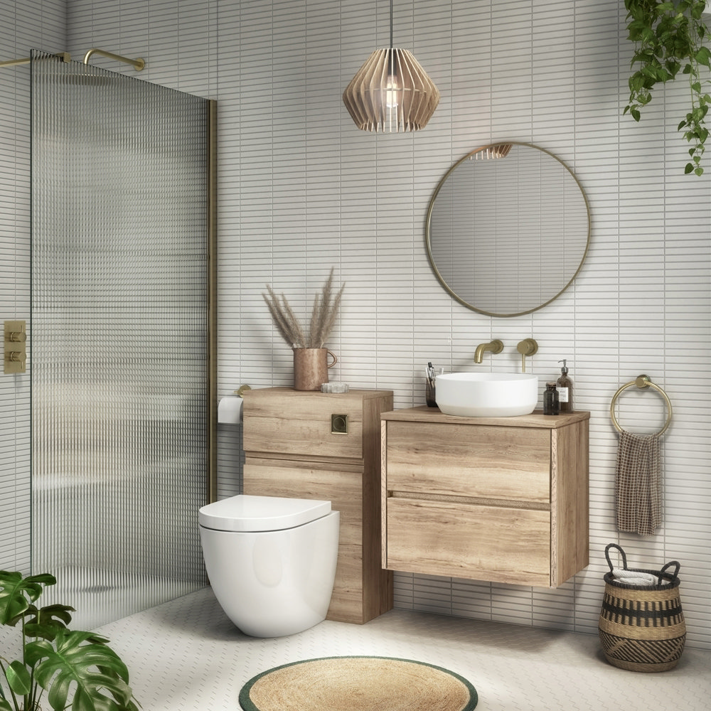 Venice Linea 600mm Rustic Oak Vanity Wall Hung 2 Drawer Unit with