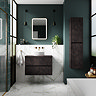 Venice Linea 800mm Metallic Slate Vanity - Wall Hung 2 Drawer Unit with Worktop