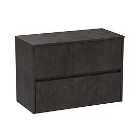 Venice Linea 800mm Metallic Slate Vanity - Wall Hung 2 Drawer Unit with Worktop