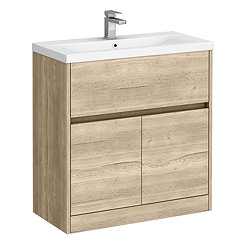 Venice Linea 800mm Rustic Oak Vanity Unit - Floor Standing with Drawer and 2-Doors