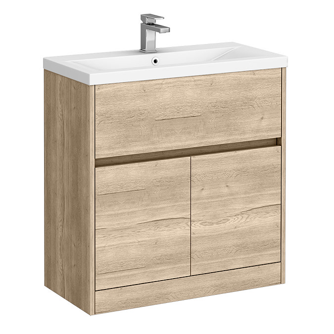 Venice Linea 800mm Rustic Oak Vanity Unit - Floor Standing with Drawer and 2-Doors